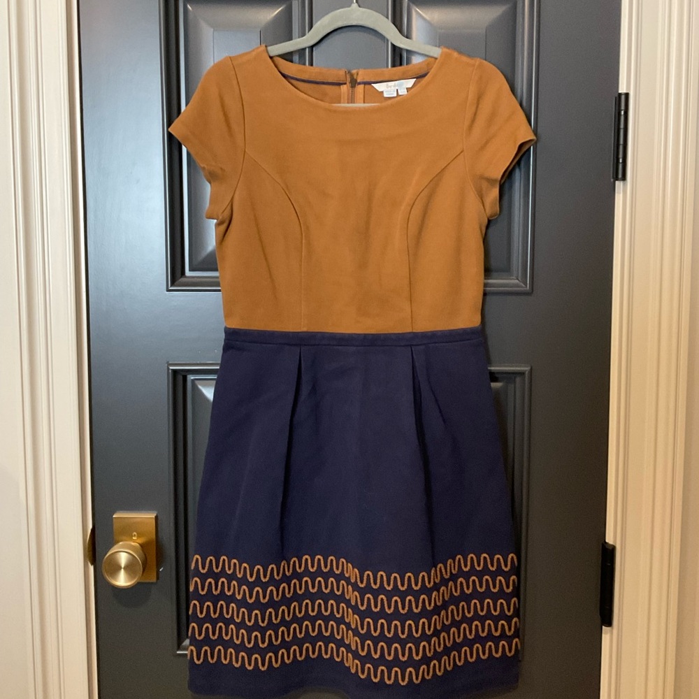 Boden Brown and Navy Short Sleeve Dress